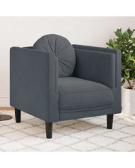 Fauteuil avec coussin gris foncé velours | Mobilier & Déco