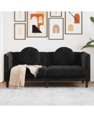 Canapé avec coussins 2 places noir velours | Mobilier & Déco