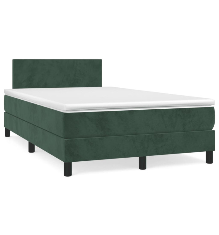 Sommier à lattes de lit avec matelas vert foncé 120x190 cm | Mobilier & Déco