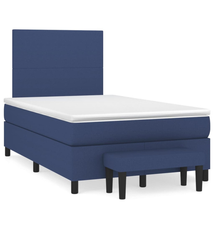 Sommier à lattes de lit avec matelas bleu 120x190 cm tissu | Mobilier & Déco