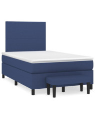 Sommier à lattes de lit avec matelas bleu 120x190 cm tissu | Mobilier & Déco