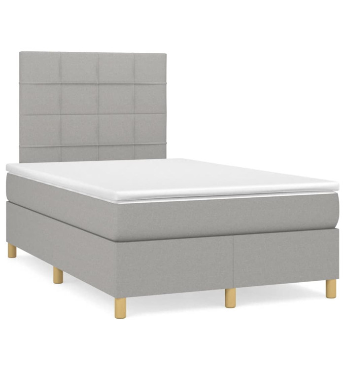 Sommier à lattes de lit et matelas gris clair 120x190 cm tissu | Mobilier & Déco