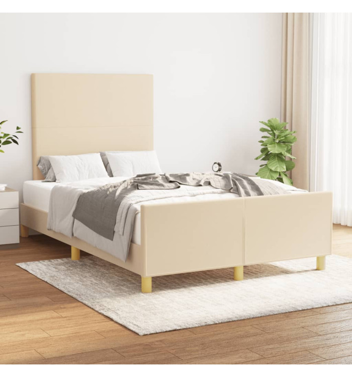 Cadre de lit sans matelas crème 120x190 cm tissu | Mobilier & Déco