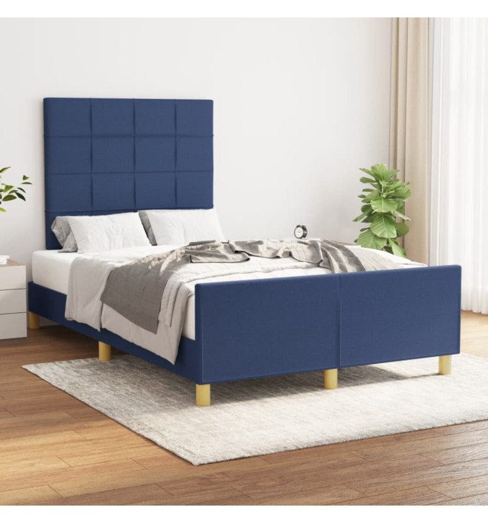 Cadre de lit sans matelas bleu 120x190 cm tissu | Mobilier & Déco