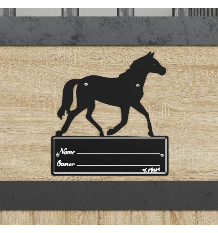 Plaque signalétique d’écurie noir acier | Mobilier & Déco