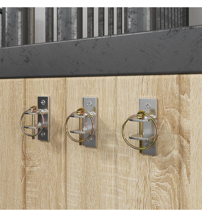 Crochets de seau 3 pcs mural argenté et marron acier | Mobilier & Déco