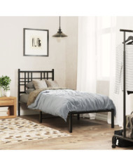 Cadre de lit métal sans matelas avec tête de lit noir 75x190 cm | Mobilier & Déco