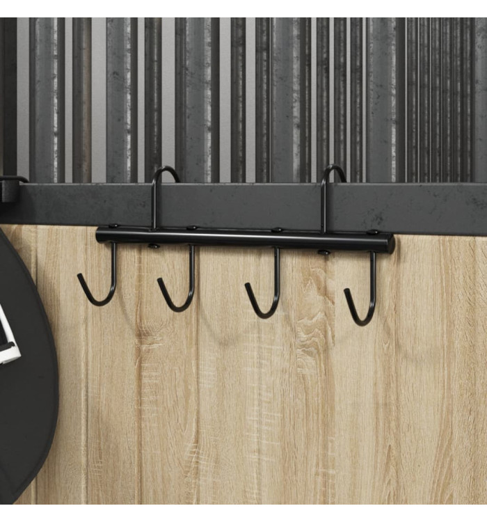 Porte-bride avec 6 crochets tournants noir acier | Mobilier & Déco