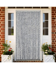 Rideau anti-mouches gris et noir et blanc 118x220 cm chenille | Mobilier & Déco