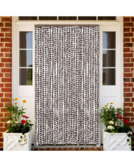 Rideau anti-mouches marron et blanc 118x220 cm chenille | Mobilier & Déco