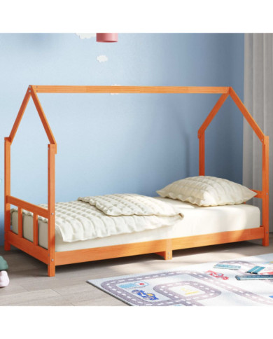 Cadre de lit d'enfants cire marron 90x190 cm bois de pin massif | Mobilier & Déco