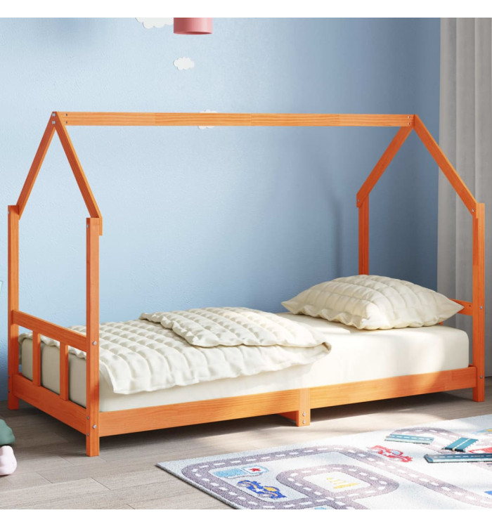 Cadre de lit d'enfants cire marron 90x190 cm bois de pin massif | Mobilier & Déco