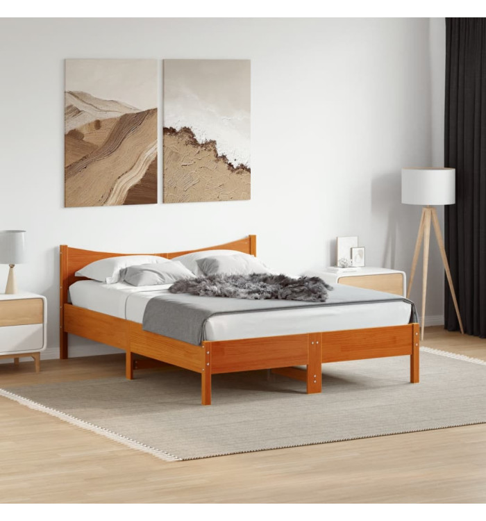 Cadre de lit sans matelas cire marron 140x200cm bois pin massif | Mobilier & Déco