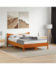 Cadre de lit sans matelas cire marron 140x200cm bois pin massif | Mobilier & Déco