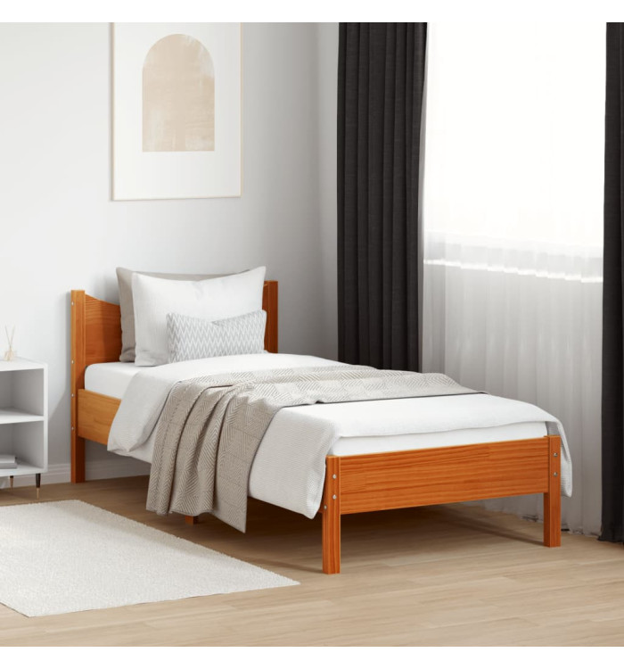 Cadre de lit sans matelas cire marron 90x200 cm bois pin massif | Mobilier & Déco