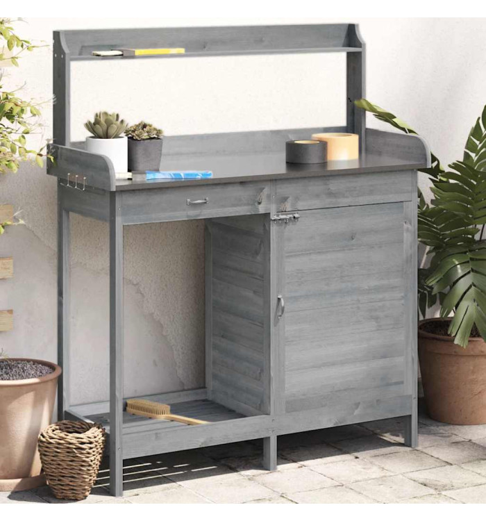 Table de rempotage avec armoire gris bois massif de sapin | Mobilier & Déco