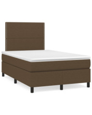 Sommier à lattes de lit et matelas marron foncé 120x190cm tissu | Mobilier & Déco