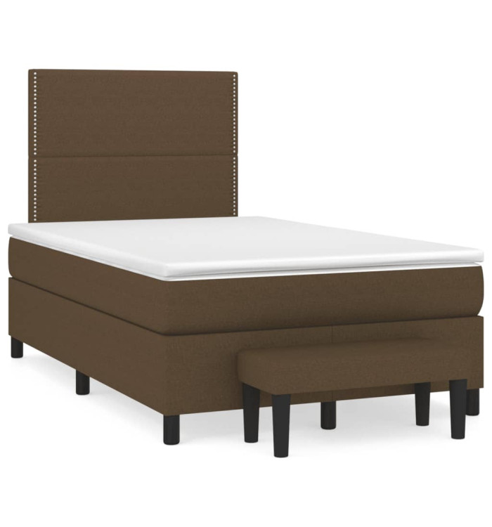 Sommier à lattes de lit et matelas marron foncé 120x190cm tissu | Mobilier & Déco