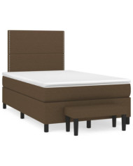 Sommier à lattes de lit et matelas marron foncé 120x190cm tissu | Mobilier & Déco