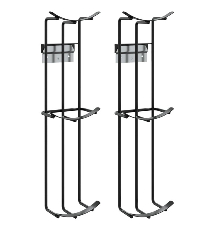 Support de gobelet de saut de baril 2 pcs noir acier | Mobilier & Déco