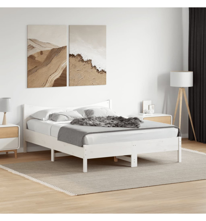 Cadre de lit sans matelas blanc 160x200 cm bois de pin massif | Mobilier & Déco
