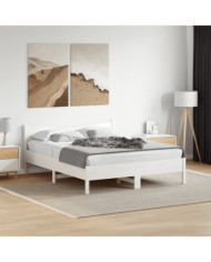Cadre de lit sans matelas blanc 160x200 cm bois de pin massif | Mobilier & Déco