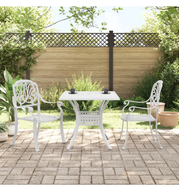 Ensemble de bistro 3 pcs blanc aluminium coulé | Mobilier & Déco