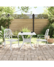 Ensemble de bistro 3 pcs blanc aluminium coulé | Mobilier & Déco