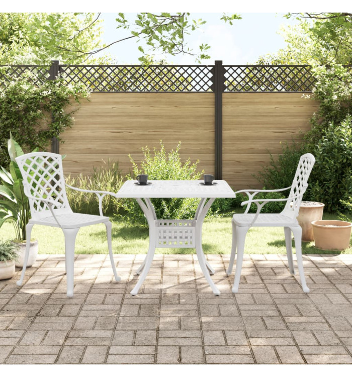 Ensemble de bistro 3 pcs blanc aluminium coulé | Mobilier & Déco