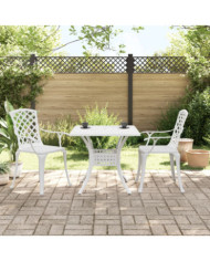 Ensemble de bistro 3 pcs blanc aluminium coulé | Mobilier & Déco