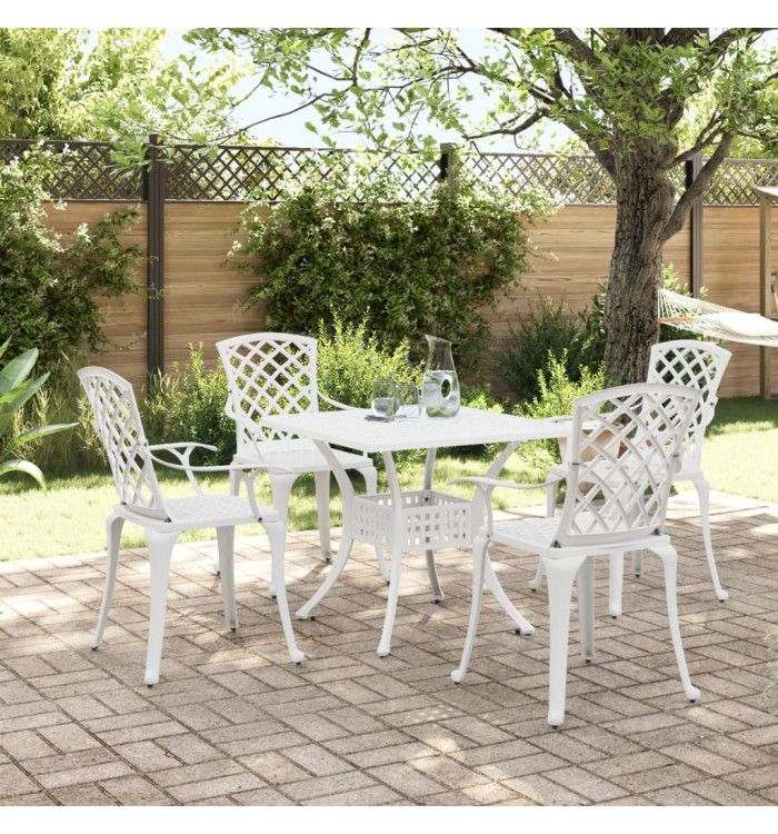 Ensemble à manger de jardin 5 pcs blanc aluminium coulé | Mobilier & Déco