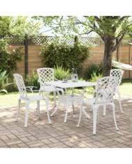 Ensemble à manger de jardin 5 pcs blanc aluminium coulé | Mobilier & Déco