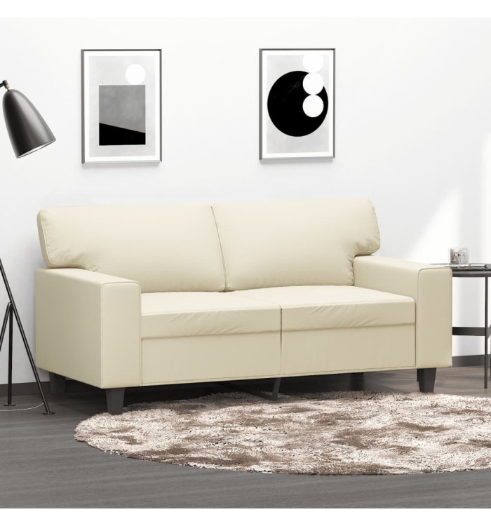 Canapé à 2 places Crème 120 cm Similicuir | Mobilier & Déco