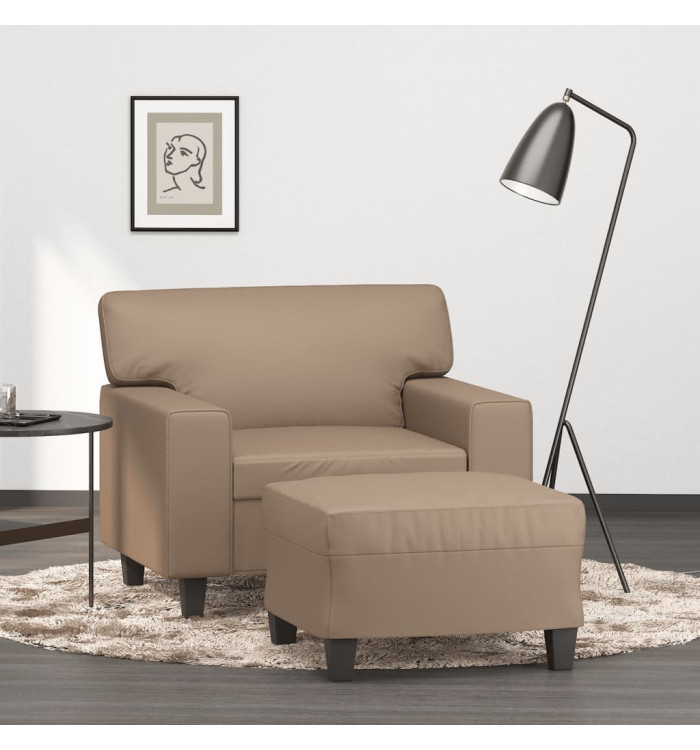 Fauteuil avec repose-pied Cappuccino 60 cm Similicuir | Mobilier & Déco