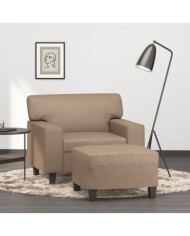 Fauteuil avec repose-pied Cappuccino 60 cm Similicuir | Mobilier & Déco
