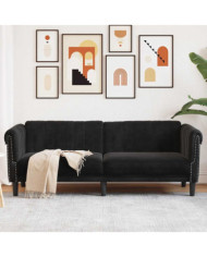Canapé à 3 places noir velours | Mobilier & Déco