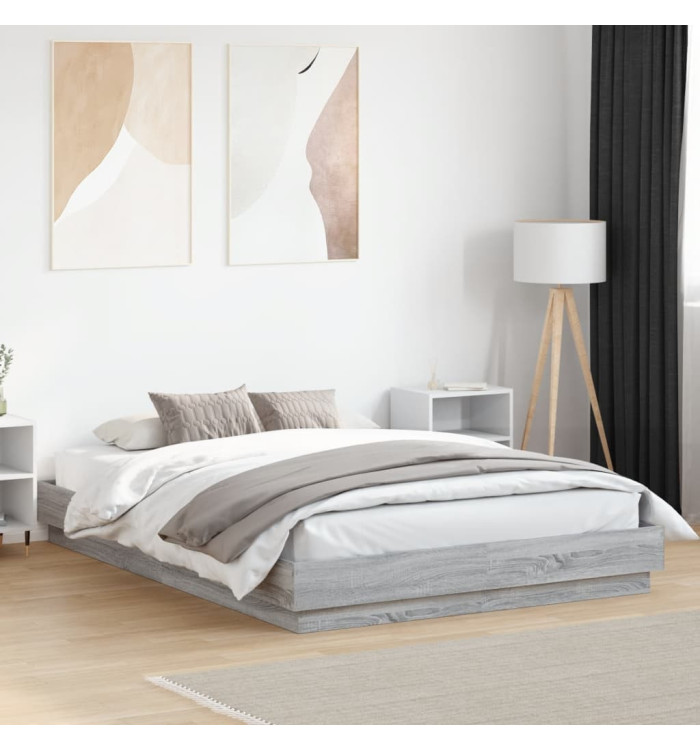 Cadre de lit sans matelas sonoma gris 140x200 cm | Mobilier & Déco