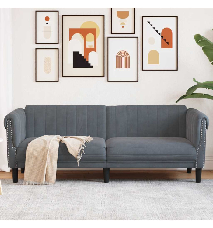 Canapé à 3 places gris foncé velours | Mobilier & Déco