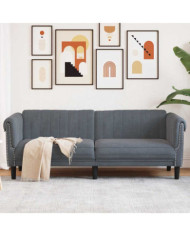 Canapé à 3 places gris foncé velours | Mobilier & Déco