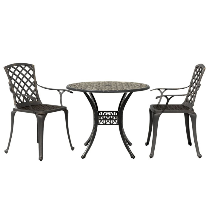 Ensemble de bistrot 3 pcs bronze aluminium coulé | Mobilier & Déco