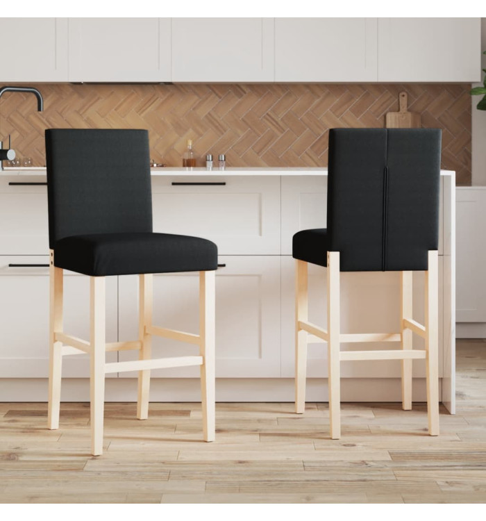 Chaises de bar lot de 2 bois massif d'hévéa et tissu | Mobilier & Déco