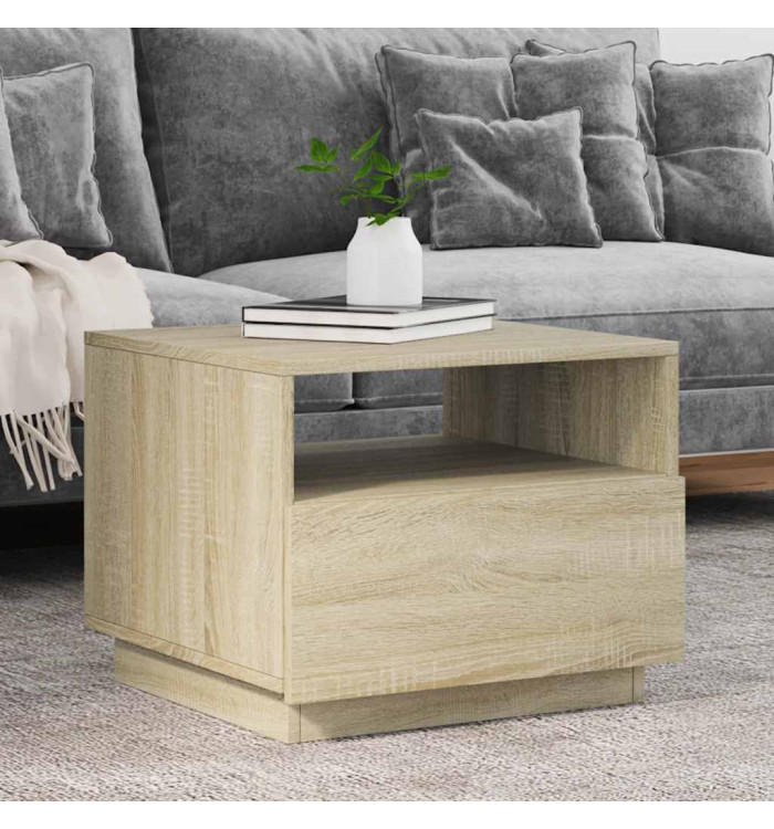 Table basse avec lumières LED chêne sonoma 50x49x40 cm | Mobilier & Déco