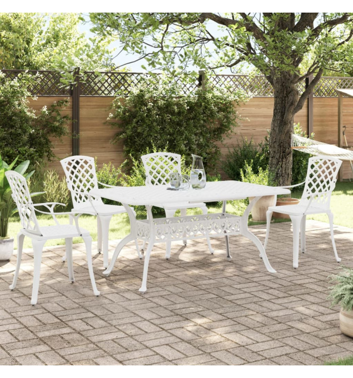 Ensemble à manger de jardin 5 pcs blanc aluminium coulé | Mobilier & Déco