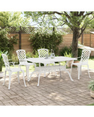 Ensemble à manger de jardin 5 pcs blanc aluminium coulé | Mobilier & Déco