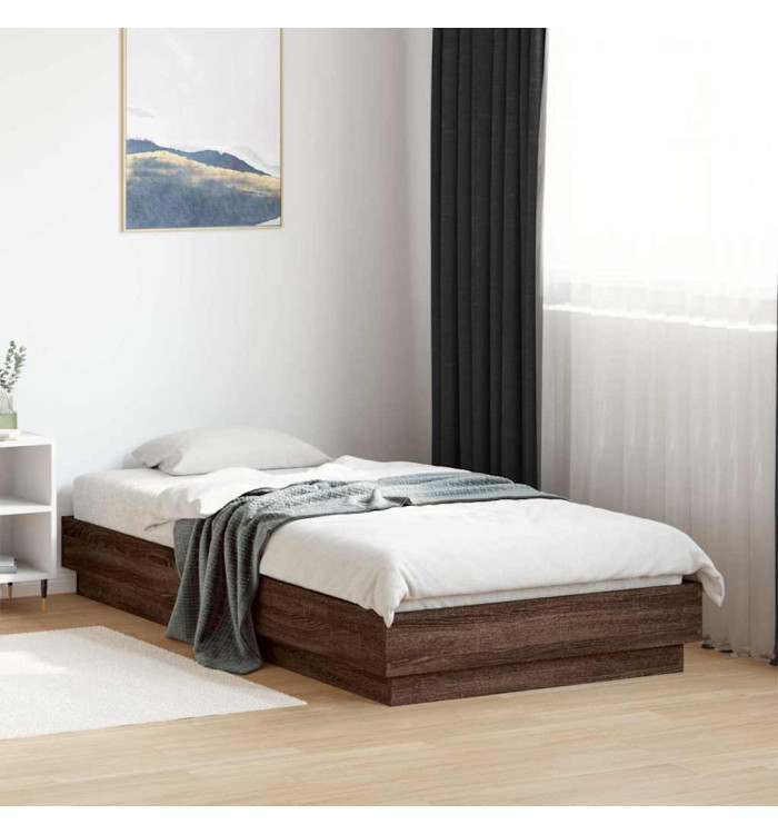 Cadre de lit sans matelas chêne marron 90x190cm bois ingénierie | Mobilier & Déco
