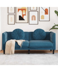Canapé avec coussins 2 places bleu velours | Mobilier & Déco