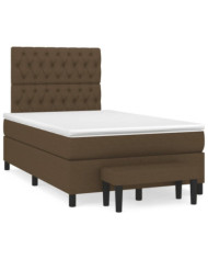 Sommier à lattes de lit et matelas marron foncé 120x190cm tissu | Mobilier & Déco