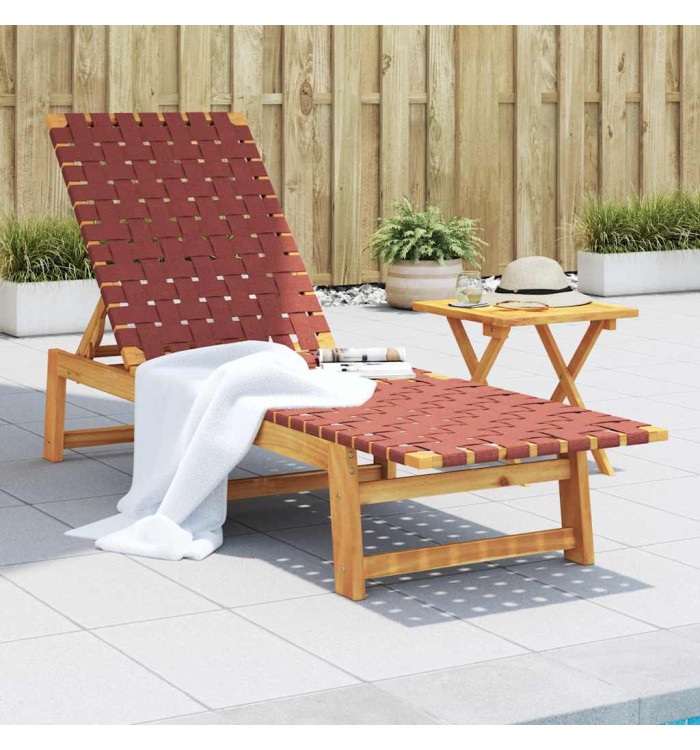 Chaises longues rouge bois d'acacia solide et tissu | Mobilier & Déco