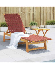 Chaises longues rouge bois d'acacia solide et tissu | Mobilier & Déco