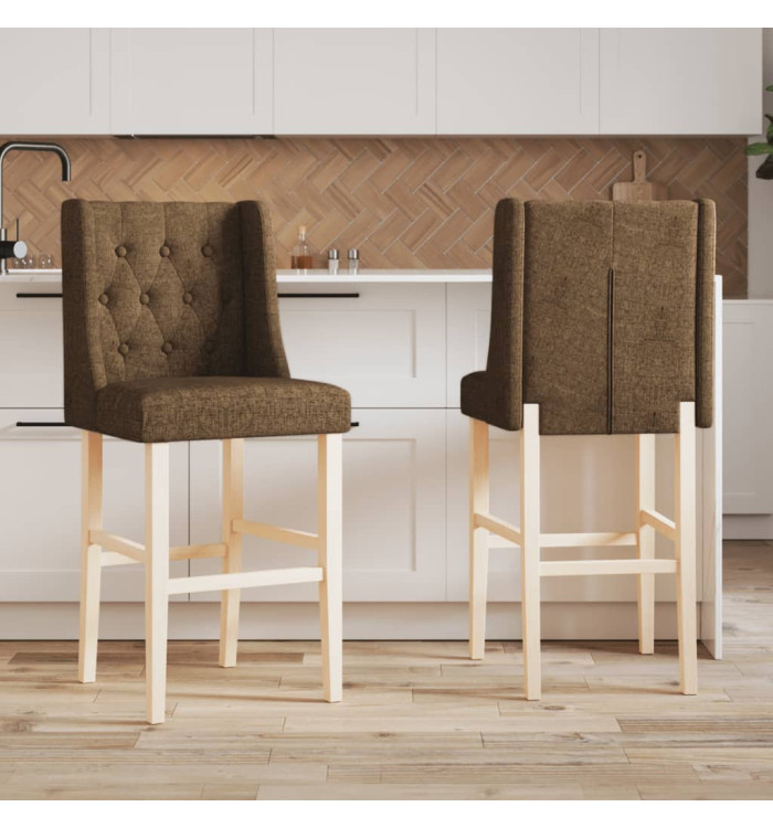 Chaises de bar lot de 2 bois massif d'hévéa et tissu | Mobilier & Déco